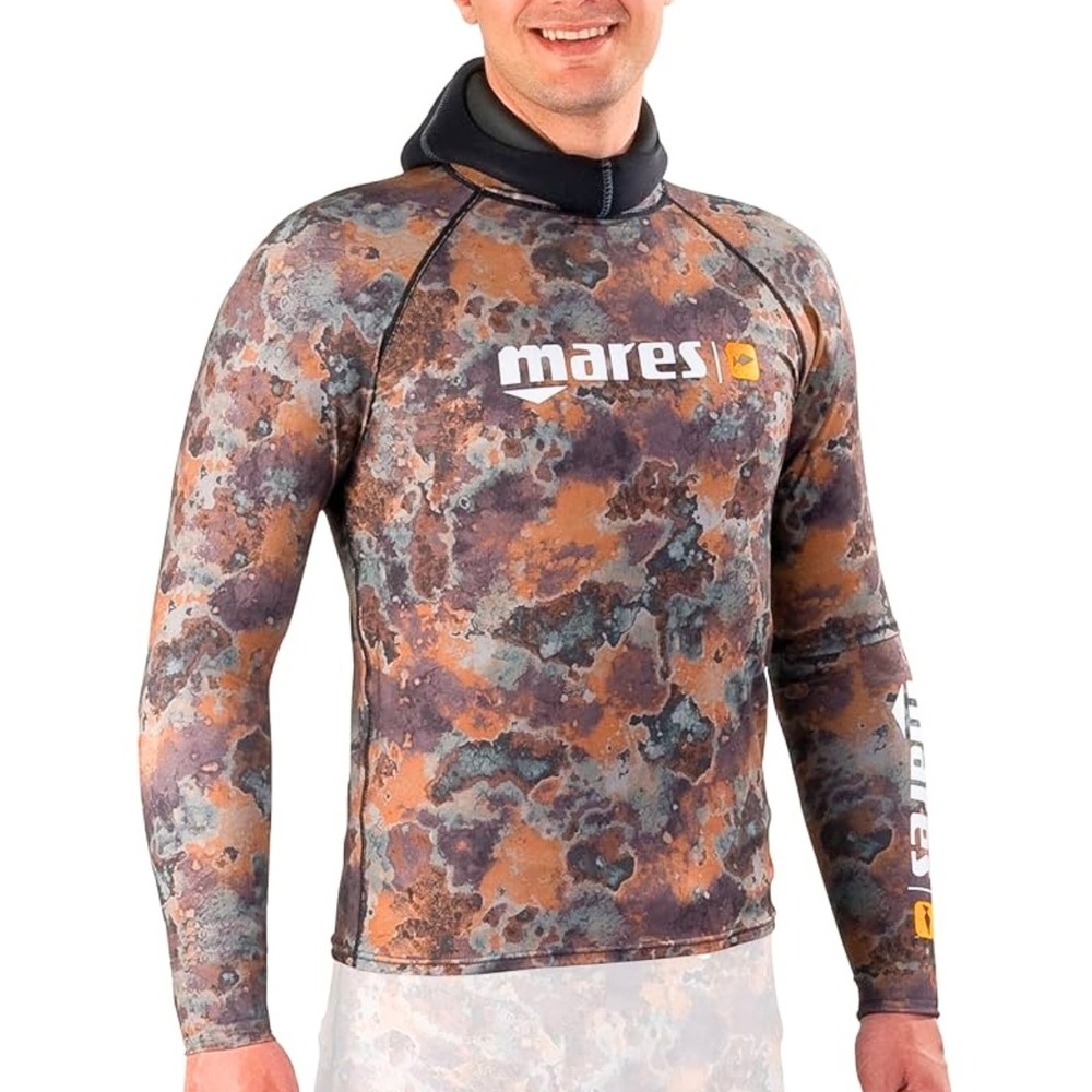 Mares Pure Instinct Mens Rash Guard Top Camo Brown - Size Large